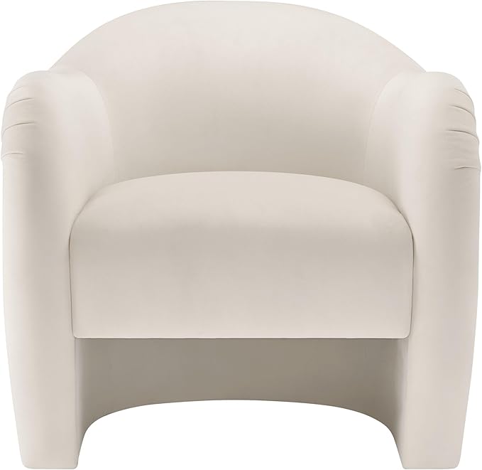 Modway Compose Barrel Chair with Performance Velvet Fabric in Alabaster – Upholstered Accent Armchair with Curved Backrest – Cozy Lounge Chair for Reading – Round Comfy Single Sofa Club Chair