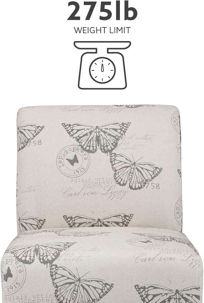 Linon Butterfly Dark Espresso Linen Lily Chair 21.5 W x 29.5 D x 31.5 H