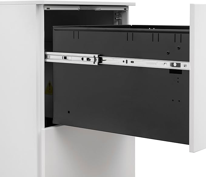 JULYFOX 2 Drawers Mobile File Cabinet W/Lock 27.2 inch White Steel Filing Cabinet on Casters with 2 Keys Fully Extension Drawers Letter Legal A4 Size 300 lb Heavy Duty-White