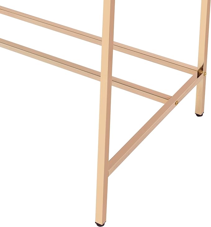 Kaimei Baby Blue Writing Desk with USB Ports - Modern &amp Spacious Home Office Desk with Gold Accents