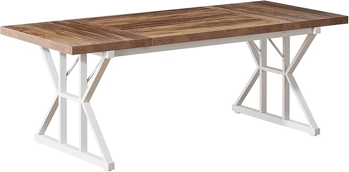 Tribesigns 70.86-Inch Large Executive Desk Industrial Home Office Computer Desk Simple Long Writing Study Table Business Furniture (Brown-White)