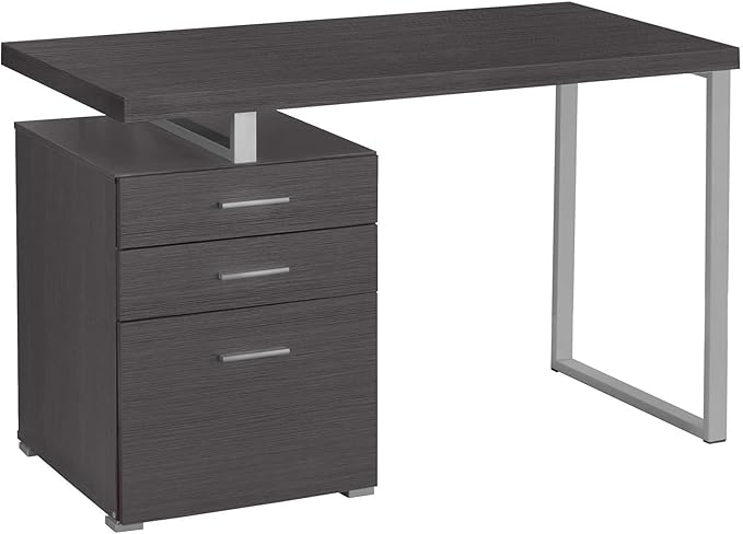 Computer Desk Home Office Laptop Left Right Set-up Storage Drawers 48 l Work Grey Laminate Grey Metal Contemporary Modern
