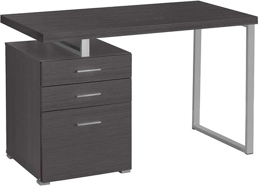 Penau 48 Inch Computer Desk for Home Office Left/Right Setup Storage Drawers Modern Grey Laminate &amp Metal Design