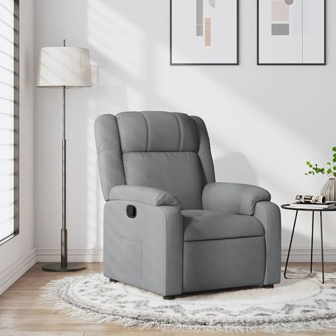 Fabric Recliner Chair Manual Recliner Chair Single Sofa Home Theater Seating Comfy Living Room Single Sofa Chair Light Gray Fabric-36