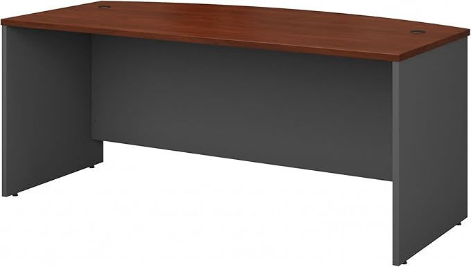 Bush Business Furniture Series C 72W Bow Front Office Desk in Hansen Cherry Large Computer Table for Home and Professional Workplace