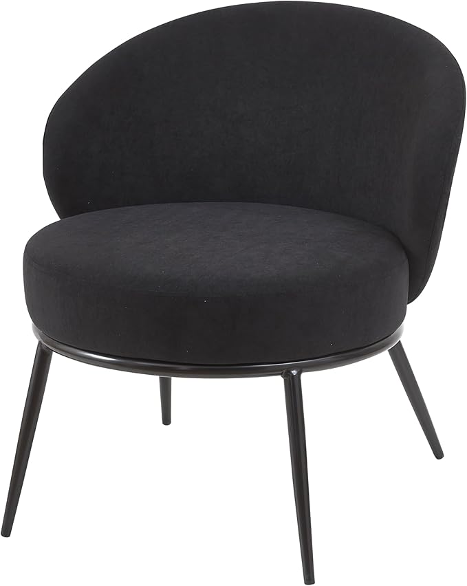 Modern Velvet Accent Chair with Channel Back Design Black Metal Legs and Soft Upholstery Comfortable Seating for Living Room Bedroom or Office