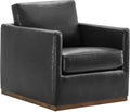 CHITA Swivel Accent Chair Faux Leather FSC Certified Mid Century Modern Arm Chair for Living Room and Bedroom Fully Assembled Black