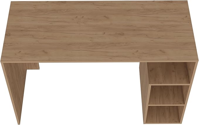 Natural Oak Computer Desk with Open Storage - Home Office Workstation