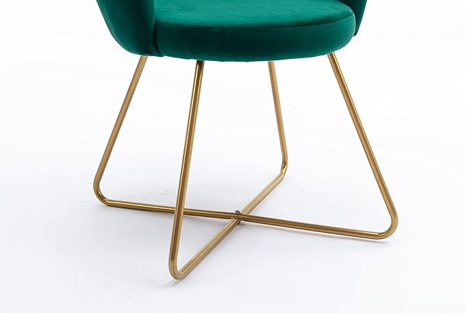 Velvet Accent/Conversation Lounge Chair with Iron Metal Gold Plated Legs Suitable for Office Lounge Living Room Set of 2 Green