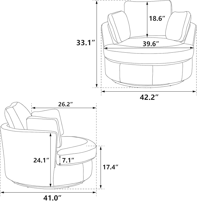 Oversized Swivel Chair and A Half with Ottoman Cozy Round Circle Chair Modern Big Comfy Accent Barrel Chairs with Pillows Comfy Chaise Lounge Adults Reading Armchair for Living Room Bedroom Navy
