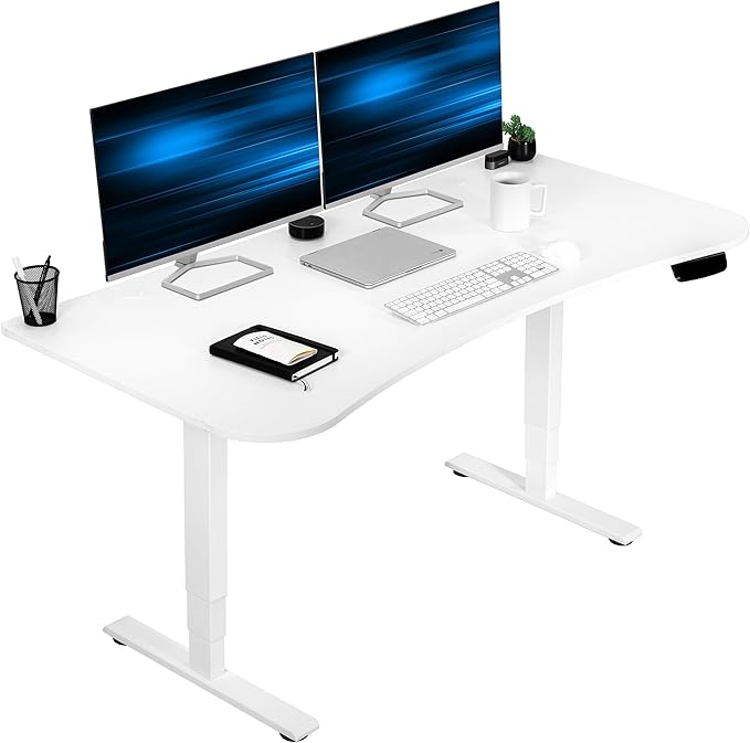 VIVO Electric 63 x 32 in Standing Desk Memory Height Adjustment 176 lb Frame Support 2E Series White Top White Frame DESK-KIT-2E1W