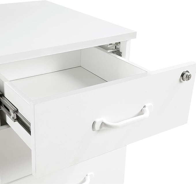 OSP Home Furnishings Prado 3 Drawer Mobile File Cart White Finish