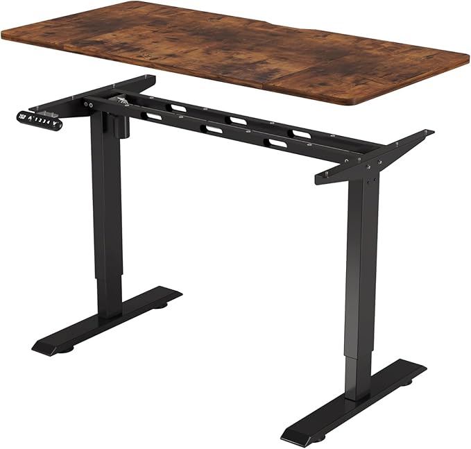 bilbil Height Adjustable Electric Standing Desk 48 x 24 Inches Sit Stand up for Work Office Home Ergonomic Rising Computer Table with Memory Preset with Splice Desktop (Rustic Brown)