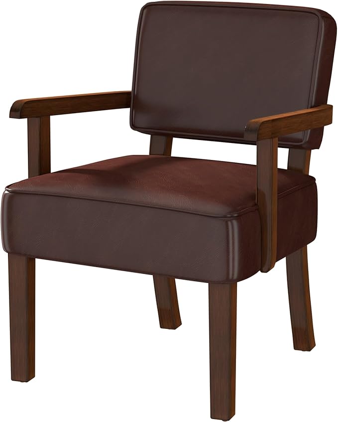 Accent Chair PU Leather Living Room Chairs Oversized with Soft Seat and Armrests Armchair for Bedroom Dinning Reading Waiting Rooms (Leather Cherry)