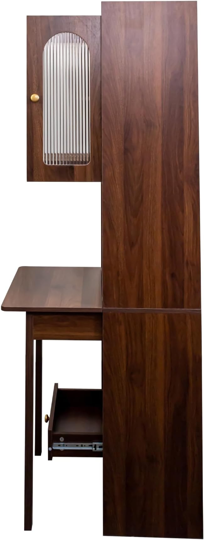 Fold-Out Convertible Writing Table &amp Desk Cabinet with Shelf and Drawer - Multi-Function Home Office Workstation -Perfect for Small Rooms Studies and Home Offices (Walnut)