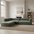 Merax 115 Modern L-Shaped Sectional Sofa with High-Density Fully Compressed Sponge and Chaise Lounge Deep Seating 3-Piece Set Fully Assembled Right Hand Facing for Living Room Lounge Green