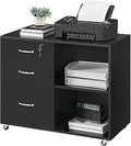 Mobile File Cabinet File Cabinet Mobile Letter Size File Organization Unit Mobile Lateral Filing Cabinet Printer Stand for Home and OfficeWhite(Black)