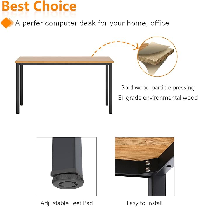 Need 31 Inch Small Computer Desk Modern Simple Style Writing Desk for Home Office Basic PC Work Desk with Black Metal Frame Teak