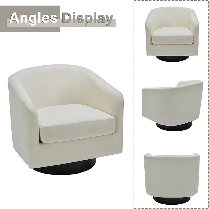 Lumibee Swivel Accent Barrel Chairs Upholstered Comfy Swivel Round Barrel Chair 360° Rotation Single Sofa Club Armchair for Living Room Reading Room Bedroom Beige