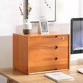 Desktop File Cabinet Solid Wood Storage Box with Lock Desktop Organizer Storage Box Rustic Dresser Desk Drawers Organizer and Accessories Locking Filing Cabinet (B 3 Drawer)
