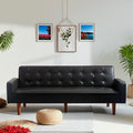 74 Futon Sofa Bed Mid Century Modern Futon Couch Sleeper Sofa Small Sofa Cama Loveseat Couches for Living Room Bedroom (Faux Leather Black)