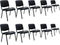 Black Stackable Office Chairs no Arms Set of 10 PU Leather Reception Chairs Ergonomic Conference Desk Chairs for Meeting/Events/Hall/Training Room
