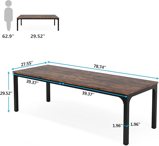 Tribesigns 2-Person Home Office Desk 78.7 Extra Long Computer Desk Double Workstation for Home Office Work Desk for Two People (Rustic Brown)