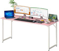 Bigacc Computer Desk Office Desk with Metal Frame Adjustable Feet | Water-Resistant Scratchproof Surface | Sturdy Writing Table for Home Office or Study (Pink 63 Inch)