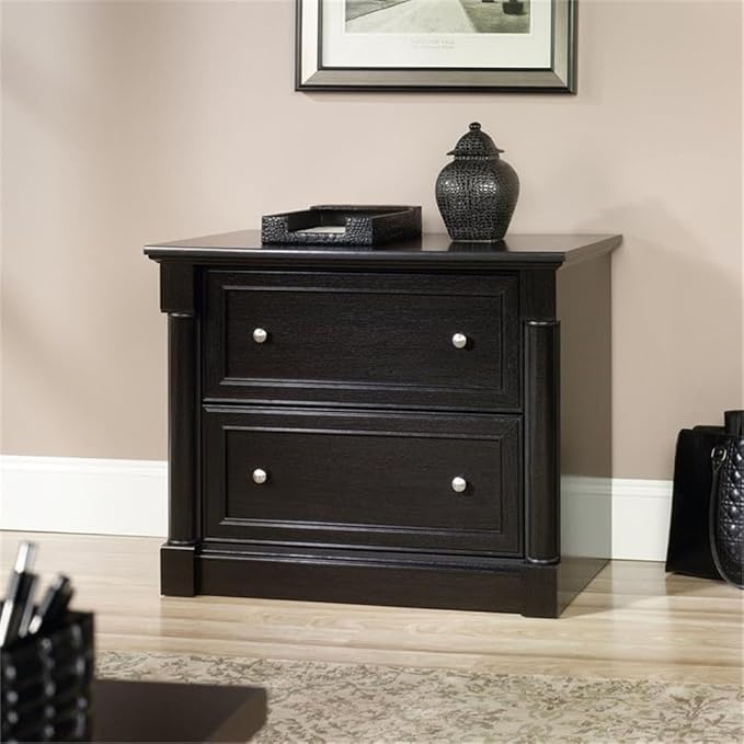 Pemberly Row 2-Drawer Lateral File Cabinet Engineered Wood Wind Oak Finish 36.8 W x 22 D x 29.7 H Full Extension Slides Patented Safety Mechanism Office Storage Furniture for Documents
