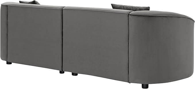 88 Velvet Minimalist Modular Sectional Sofa Oversized Sectional Couch Set with Curved Design Convertible Modular Cloud Sleeper Couch for Living Room Gray