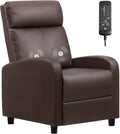 Furniwell Massage Recliner Chair for Living Room Adjustable PU Leather Reclining Chair Home Theater Seating Modern Winback Single Sofa for Adults with Footrest (Leather Brown)