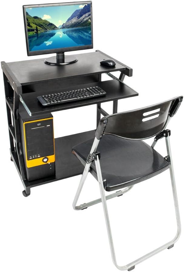 Small Mobile Rolling Computer DeskWooden Modern Office Computer DeskHome Office Laptop WorkstationSofa Bedside Laptop Tablewith Wheelsfor Small Spaces Bedroom Living Room Apartment (Black)