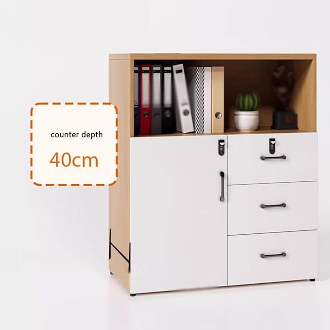Office Short Cabinet Three-Door File Cabinets Drawer Locker Partition Wall with Lock File Information(A80x40x120cm)