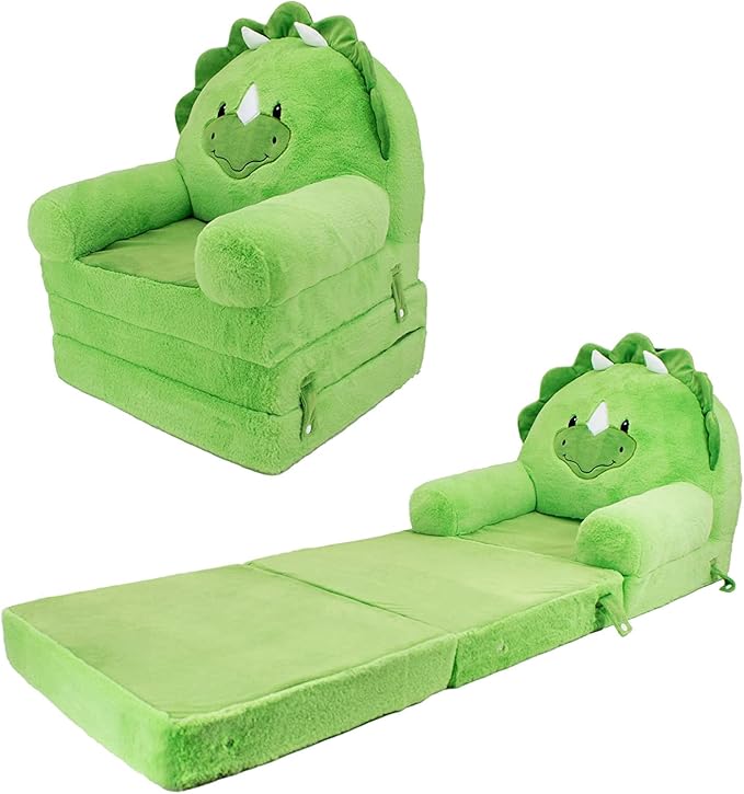 Soft Landing - Elite Seats - Premium Character Sofa Seat &amp Transformable Fold-Out Lounger with Carrying Handle – Dino