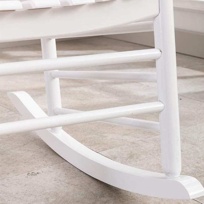 Outdoor Patio Rocking Chair Furniture Comfy Rocker for Adults Porch Balcony Garden Indoor Outside Wooden White