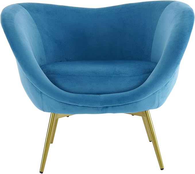 Modern Accent Chair for Living Room Lounge Chair for Bedroom with Gold Metal Legs Vanity Chair for Makeup Room Velvet Teal