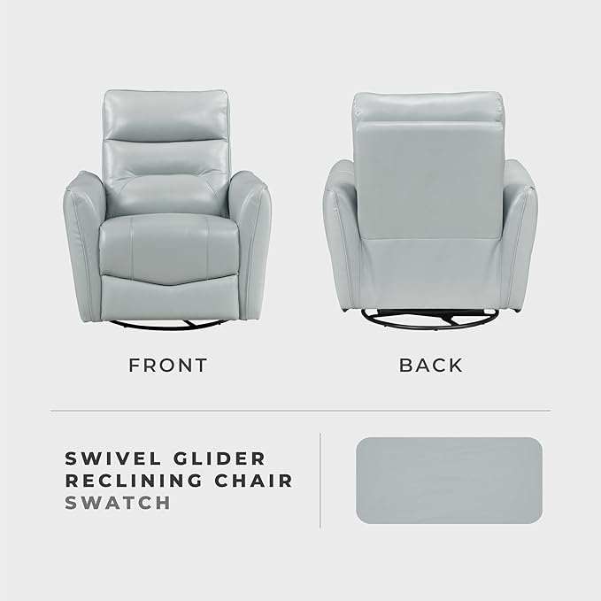 Lexicon Swivel Glider Reclining Chair Top Grain Leather Match Manual Recliner Comfy Nursery Glider Recliner Swivel Reclining Chair for Living Room/Office/Bedroom/Apartment Aqua