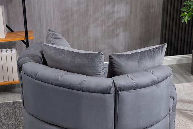 Modern Upholstered Tufted Barrel ChairVelvet Accent Chair with PillowsSingle Armrest Sofa Chair with Legs for Living RoomOfficeBedroom
