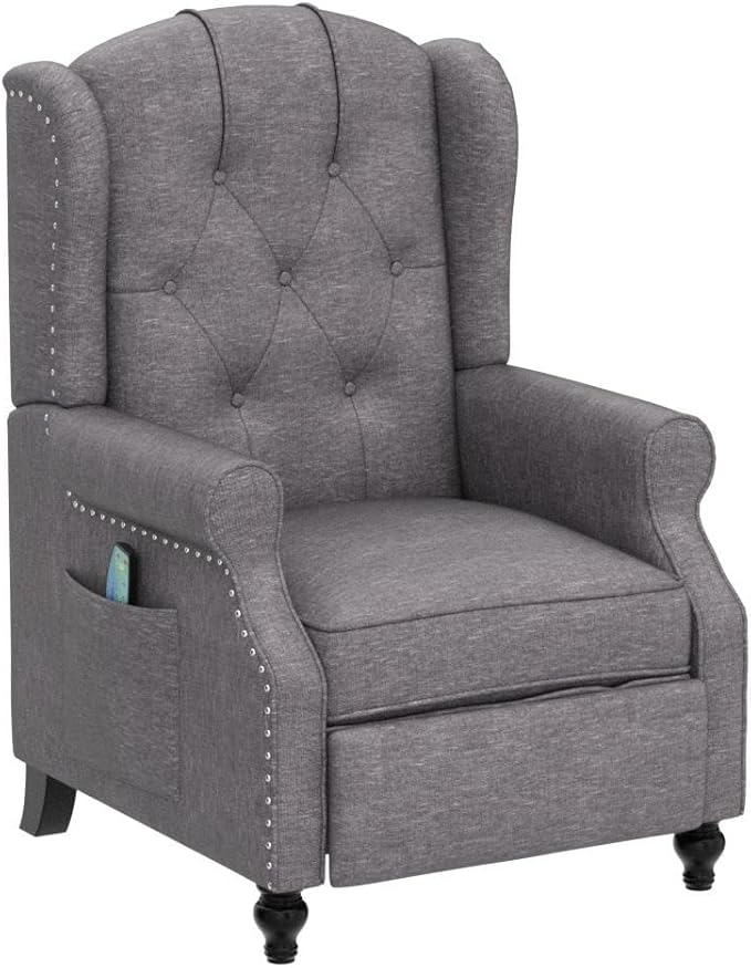 SAMERY Wingback Recliner Chair with Massage and Heat Accent Chair Push Back Recliner Tufted Arm Chair for Living Room Bedroom Reading Lounge Sofa Seat with Remote Control Adjustable Backrest