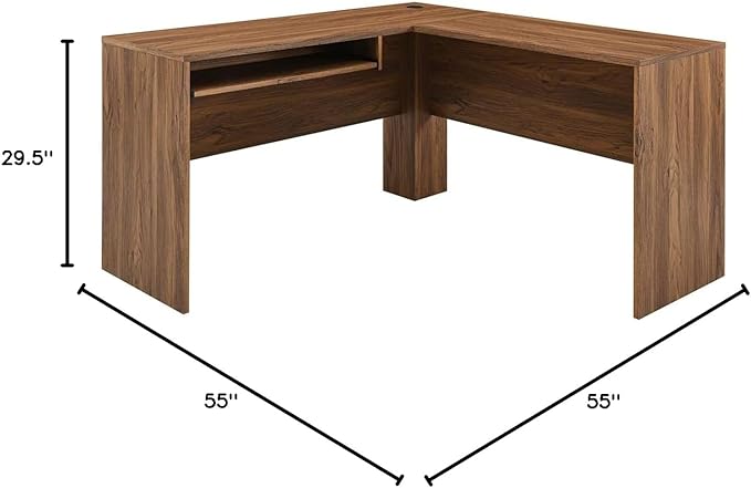 Modway EEI-5703-WAL Venture L-Shaped Wood Office Desk Walnut