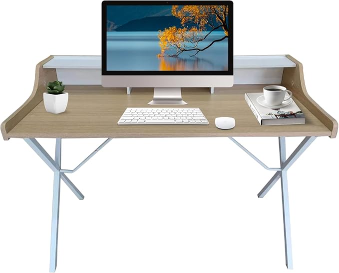47.25 Inch Computer Desk for Bedroom Home Office Desk Office Tables Work Desk Writing Desk with Shelves Small Desks for Small Spaces Computer TableNature