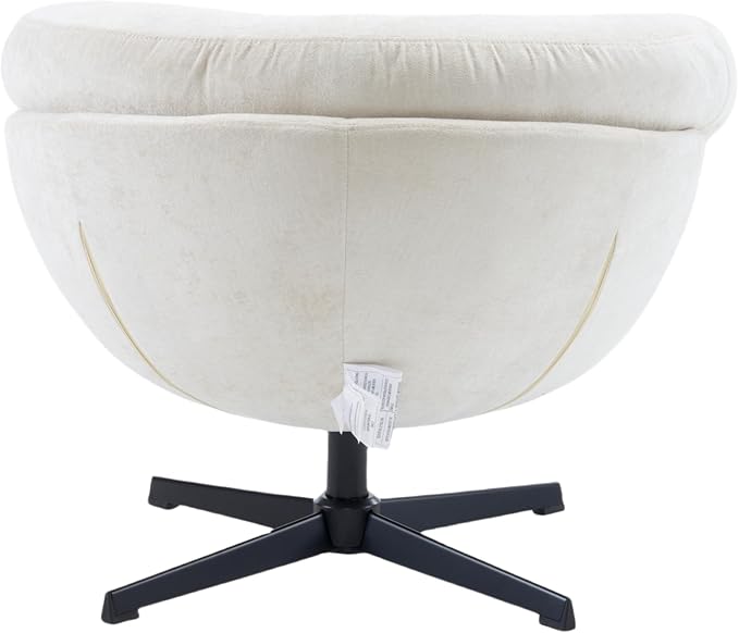 Merax 360° Swivel Accent Chair with Ergonomic Design and Black Metal Base Comfortable Reading Chair for Small Spaces Living Room Bedroom Reading Corner
