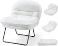 DUMOS Comfy Saucer ChairPU Leather Foldable Chairs for Bedroom Dorm &amp Gaming Fashion Floor Chair with Back Support for Small SpacesWhite