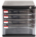 Office Filing Storage File cabinets Mobile 4 Layers of Hard Plastic Office with Lock Black -27 * 36 * 26cm Home Office Furniture Bookcase