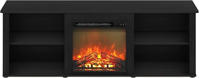 Furinno Classic 70 Inch TV Stand with Fireplace Americano