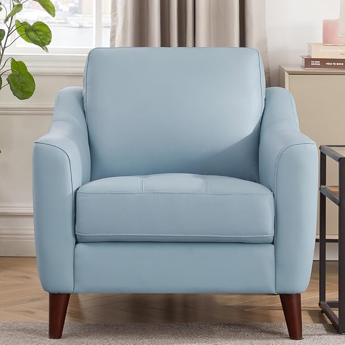 Hydeline Ersa Top Grain Leather Chair Spa Blue Memory Foam and Springs Seating