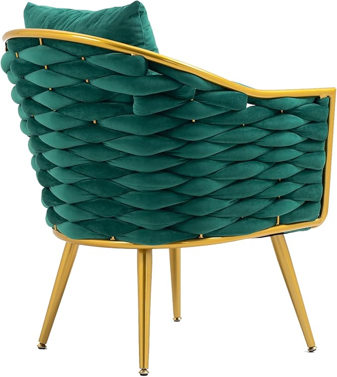 Velvet Accent Chair Modern Upholstered Armchair Tufted Chair with Metal Frame Single Leisure Chairs for Living Room Bedroom Office Balcony