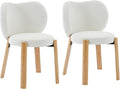 Mid-Century Modern Heart-Back Lounge Chair – Quality Cuddly Suede-Like Upholstery Solidified Hardwood &amp Metal Frame – Comfortable Accent Chair for Living Room Bedroom or RV - White| 2PCS