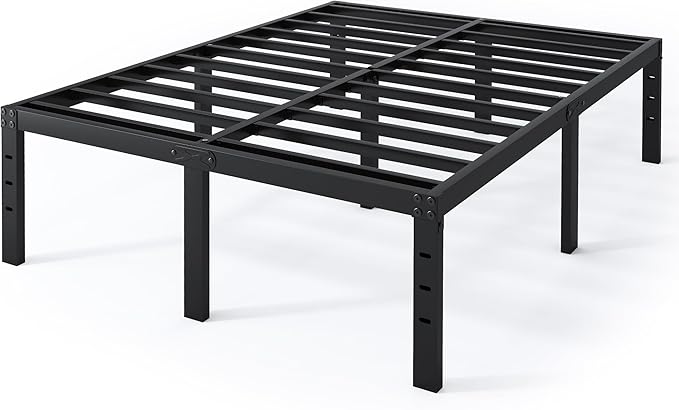 Full Size Bed Frame - 18 in Sturdy Platform Bed Frame Full Heavy Duty Metal Bed Frame No Box Spring Needed Quick &amp Easy Assembly No Noise Black