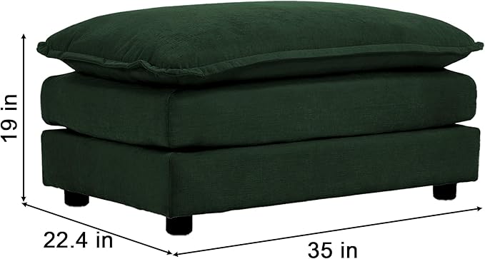Deep Seat Cloud Loveseat Sofa Sectional Couch with Movable Ottoman 2 Seater Oversized L Shaped Corner Sofa Couches Comfy Chenille Love Seat for Living Room Bedroom Apartment Office